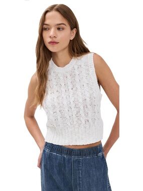 James Perse Cotton/Linen Chunk Cable Knit Vest in a Size 3. Excellent Condition